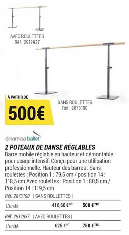 2 poteaux de danse réglables