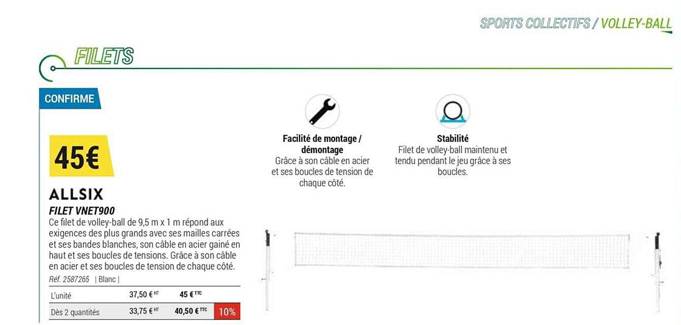 Allsix Filet Vnet900 , Facilite de montage- demontage , Stabilite