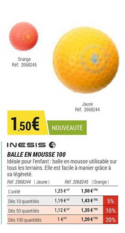 balle en mousse 100 inesis