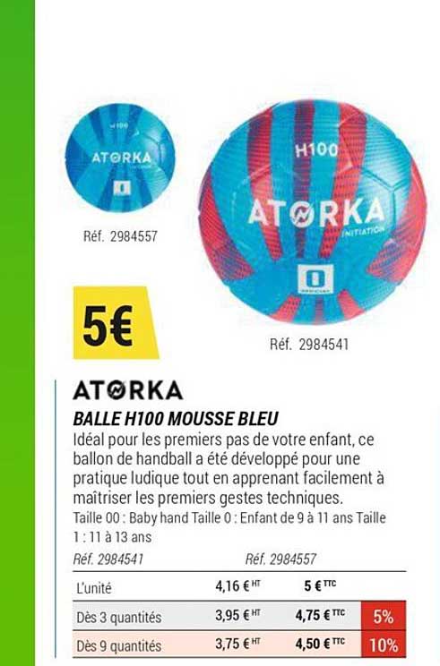 Balle H100 Mousse Bleu Atorka