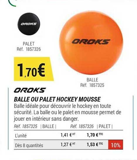 balle ou palet hockey mousse oroks