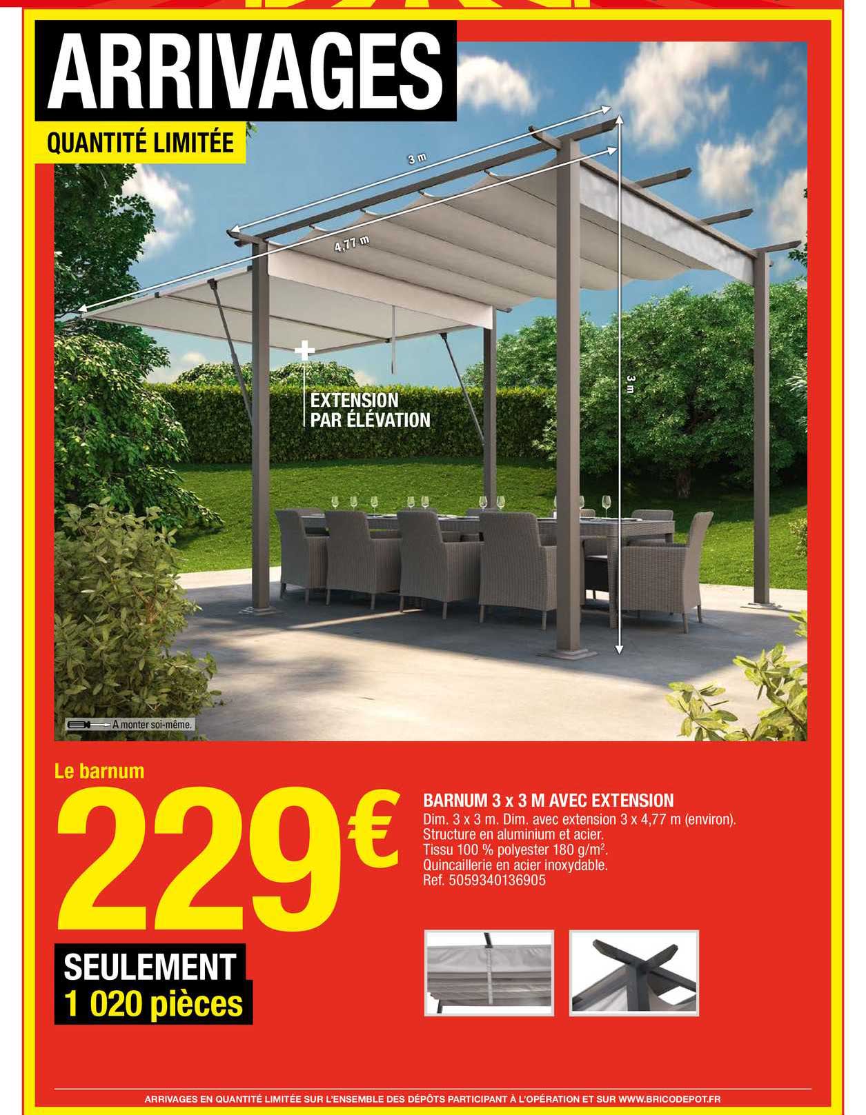 barnum 3 x 3 m avec extension