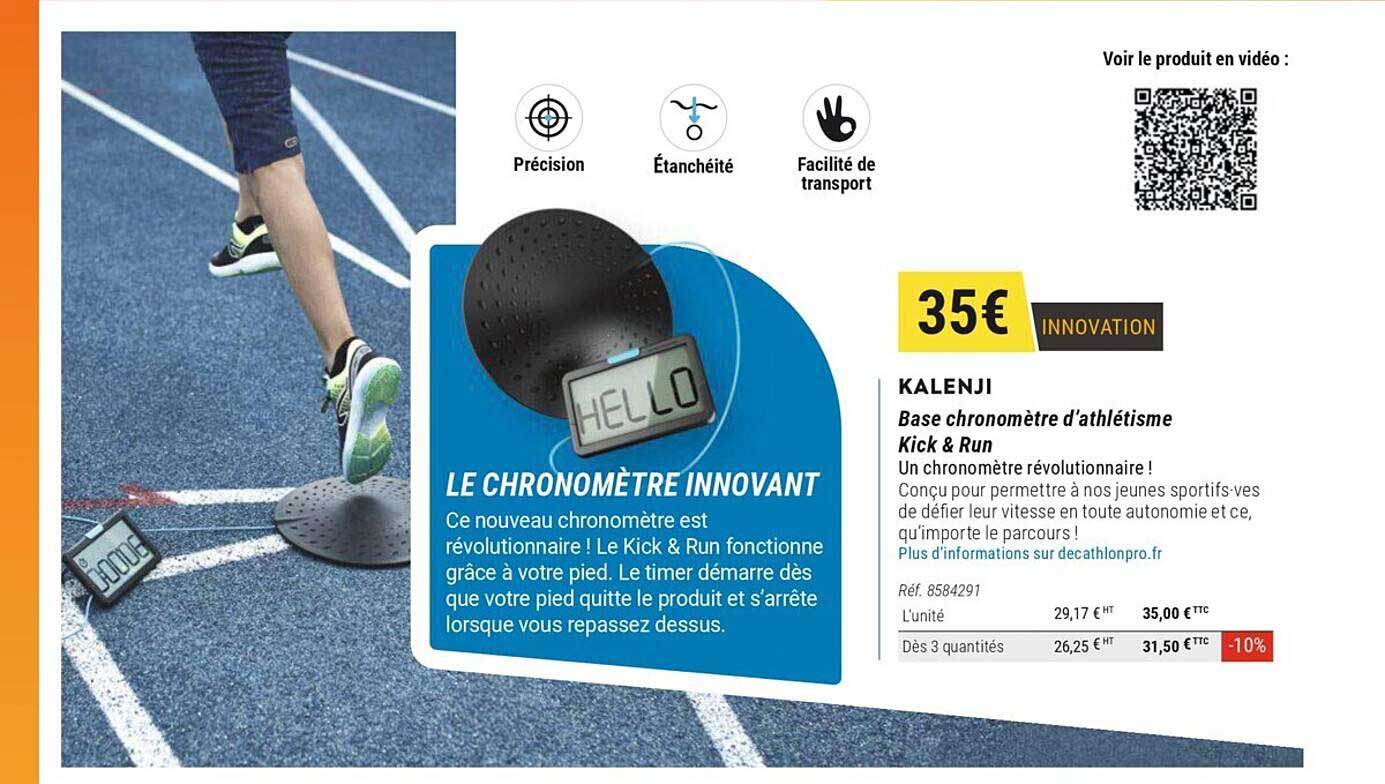 base chronomètre d'athétisme kick & run kalenji