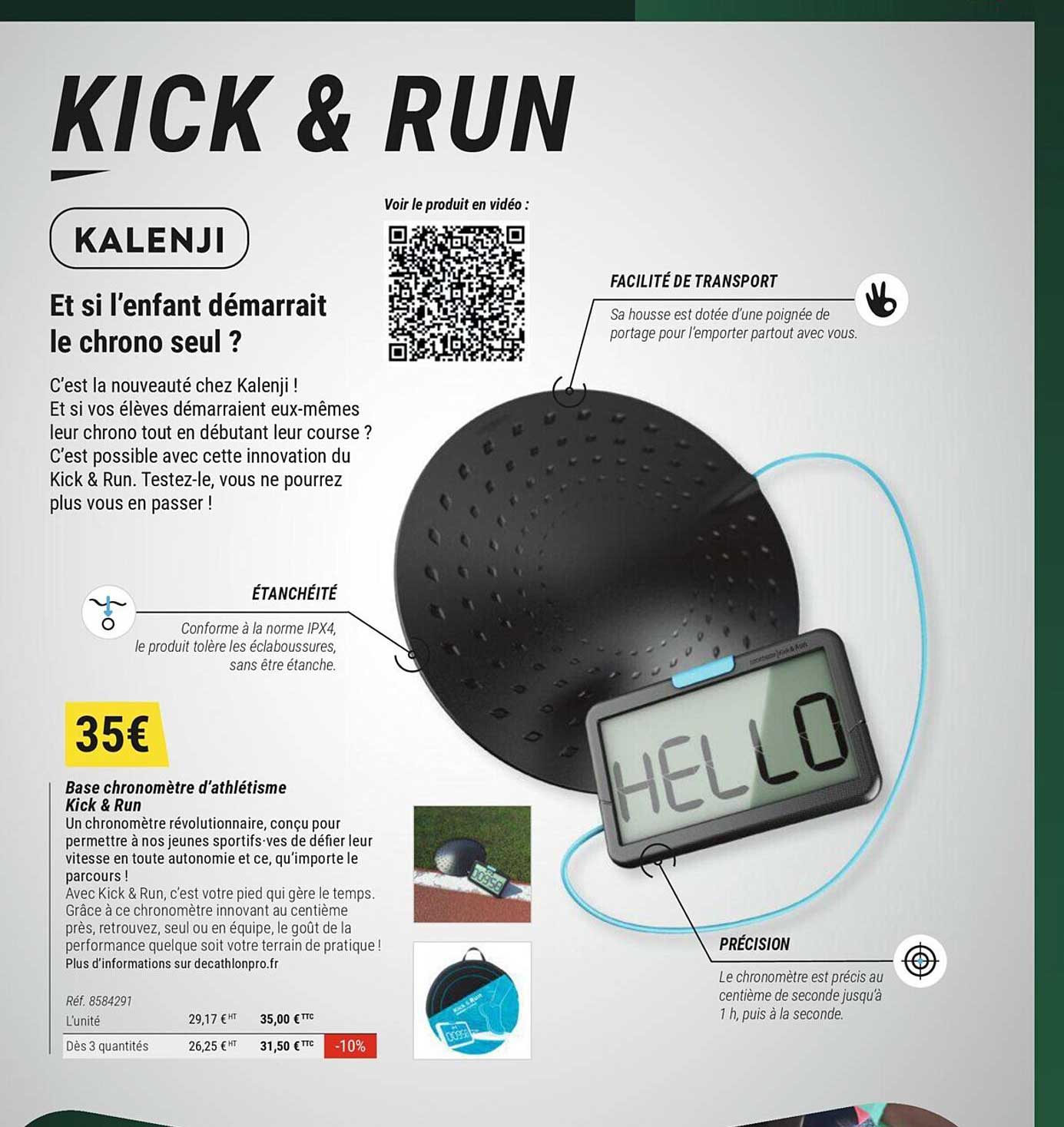 base chronomètre d'athétisme kick & run