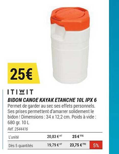 Bidon Canoe Kayak Etanche 10L IPX 6