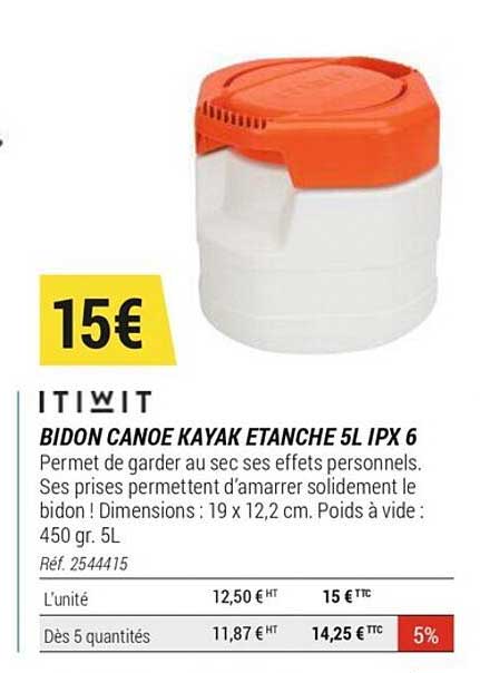 Bidon Canoe Kayak Etanche 5L IPX 6