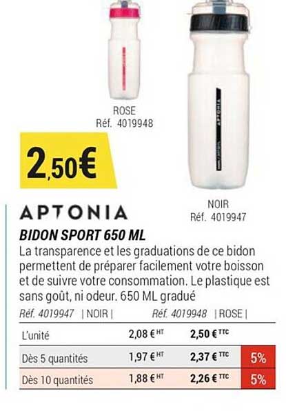 bidon sport 650 ml aptonia