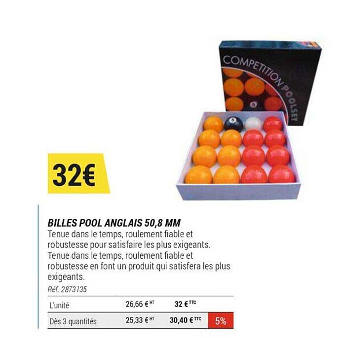 billes pool anglais 50,8 mm