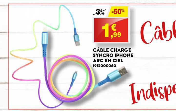 cable charge syncro iphone arc en ciel