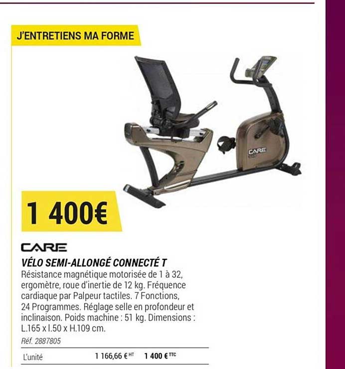 care vélo semi-allongé connecté t