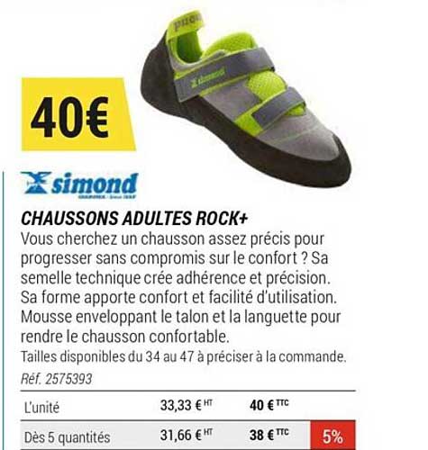 chaussons adultes rock+ simond