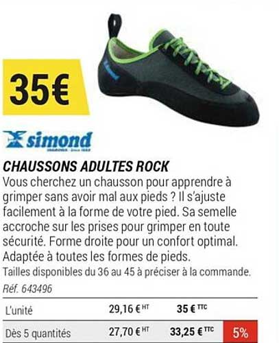 chaussons adultes rock simond
