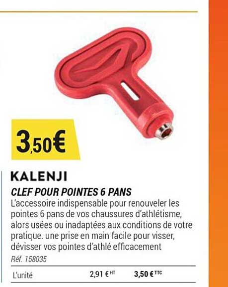 clef pour pointes 6 pans kalenji