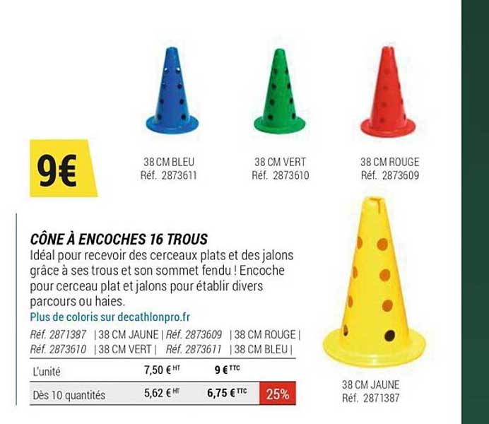 cône à encoches 16 trous