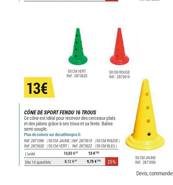 cône de sport fendu 16 trous