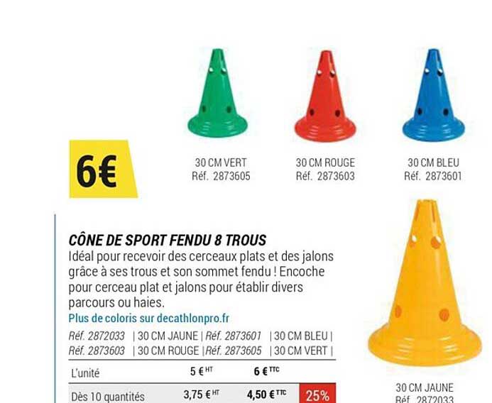 cône de sport fendu 8 trous