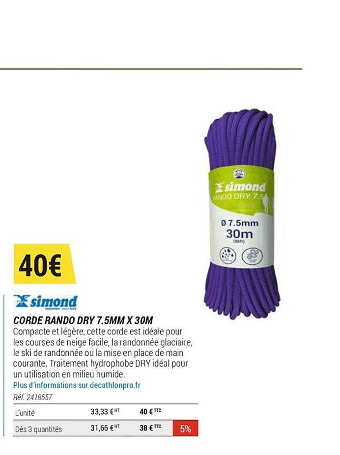 corde rando dry 7.5mm x 30m simond