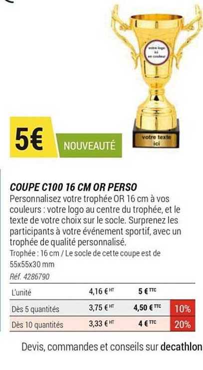 coupe c100 16 cm or perso