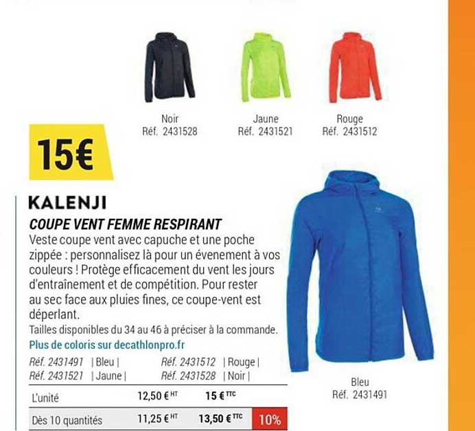coupe vent femme respirant kalenji