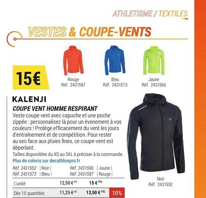 coupe vent homme respirant kalenji