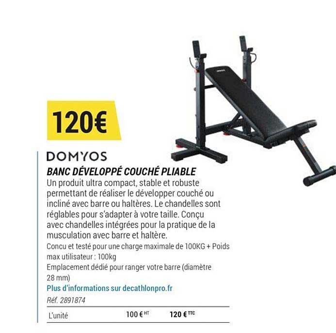 domyos banc développé couché pliable