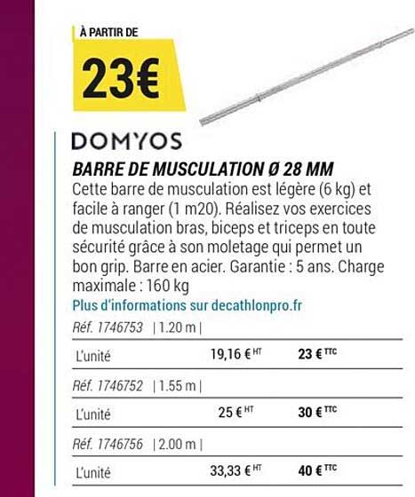 Domyos Barre De Musculation Ø 28 Mm