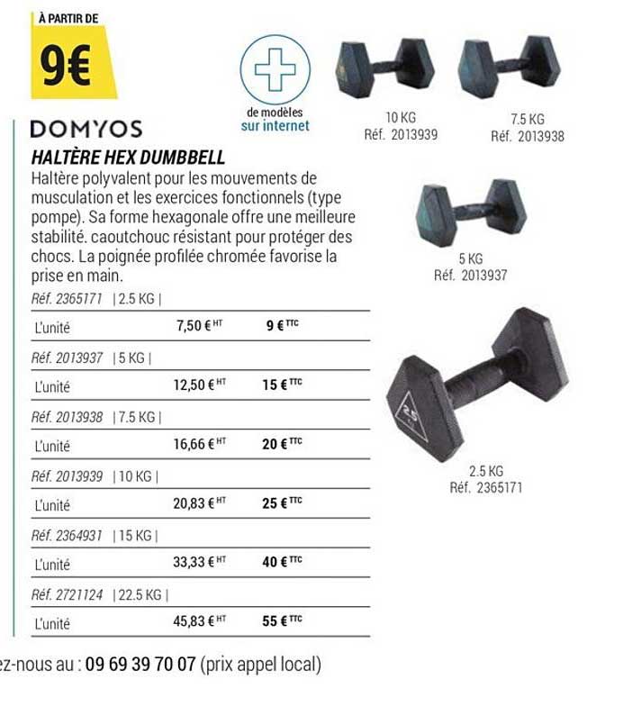 domyos haltère hex dumbbell