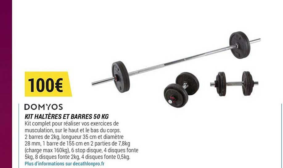domyos kit haltères et barres 50 kg