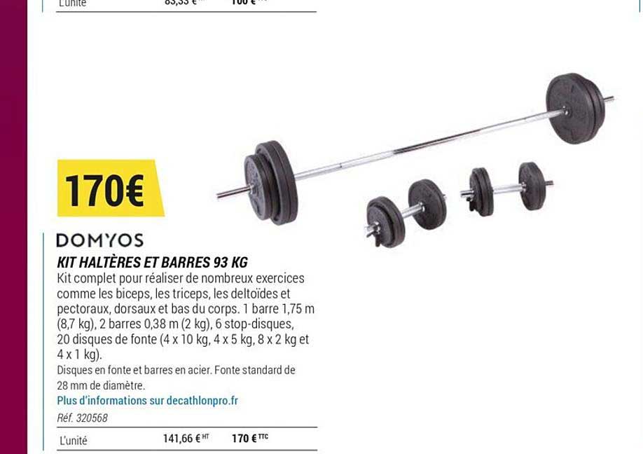 domyos kit haltères et barres 93 kg