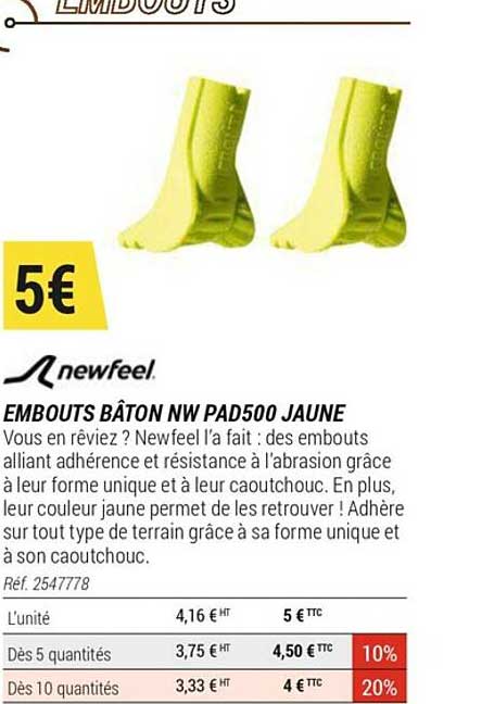 embouts bâton nw pad500 jaune newfeel