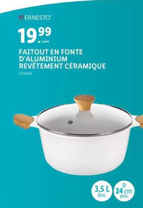 ernesto faitout en fonte d'aluminium revetement ceramique