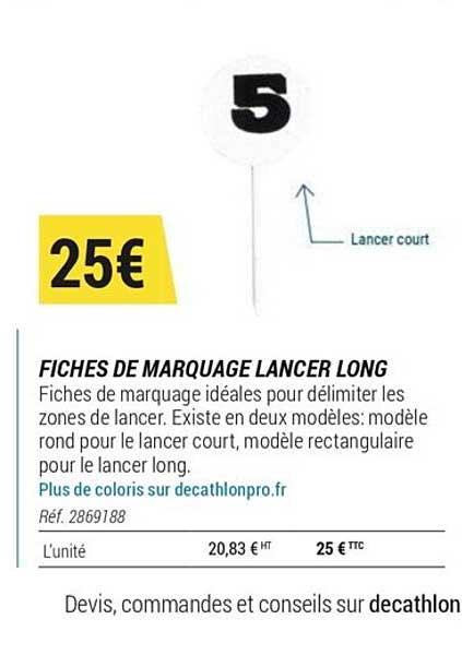 fiches de marquage lancer long