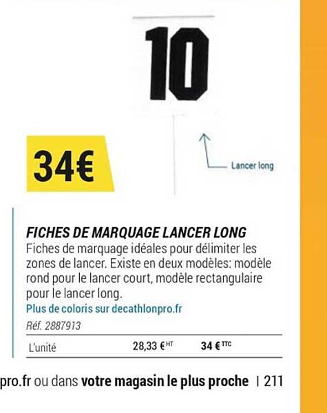 fiches de marquage lancer long