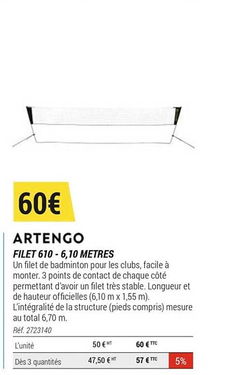 filet 610 - 6,10 mètres artengo