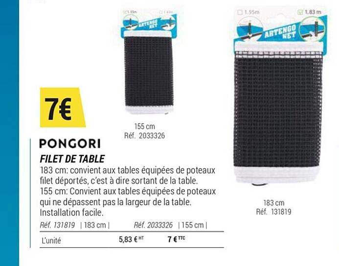 filet de table pongori