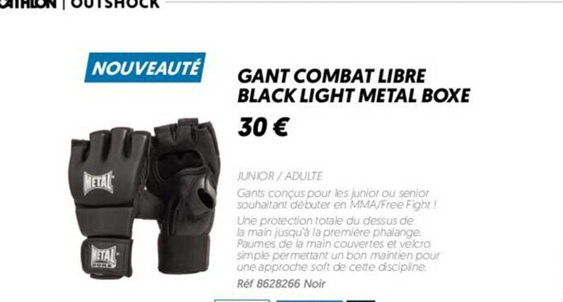 Gant Combat Libre Black Light Métal Boxe