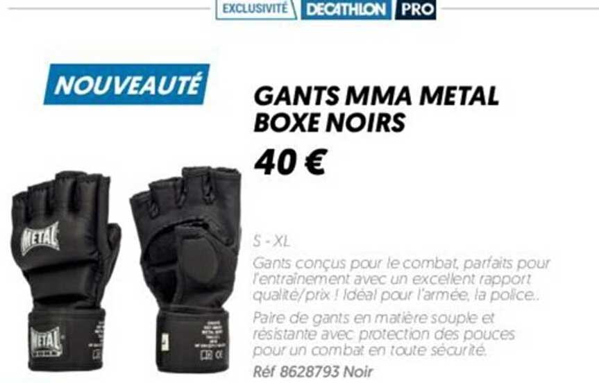 gants mma metal boxe noirs