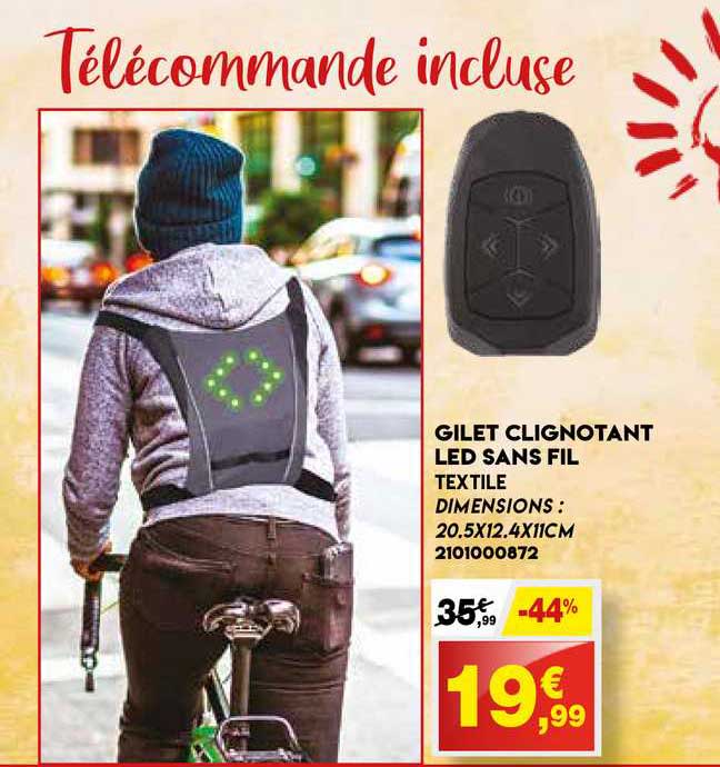 gilet clignotant led sans fil