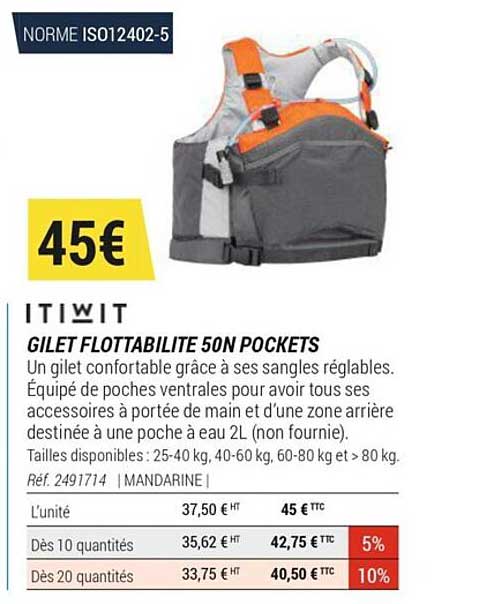 Gilet Flottabilite 50N Pockets