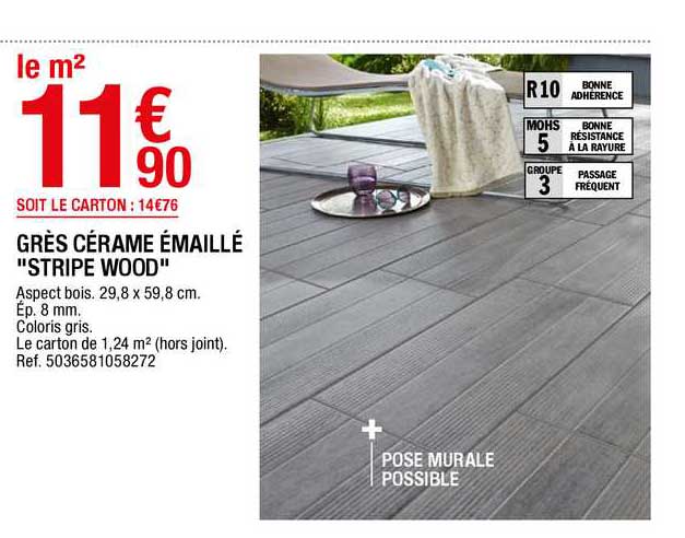 grès cérame émaillé "stripe wood"