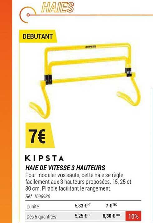 haie de vitesse 3 hauteurs kipsta