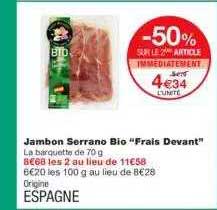 jambon serrano bio "frais devant"