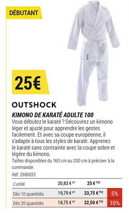 Kimono De Karaté Adulte 100 Outshock