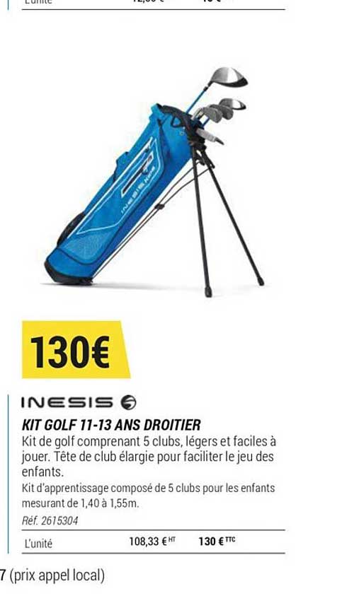 kit golf 11-13 ans droitier inesis