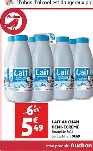 lait auchan demi-écrémé