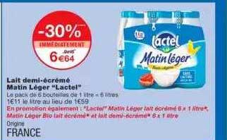 lait demi-écrémé matin léger "lactel"