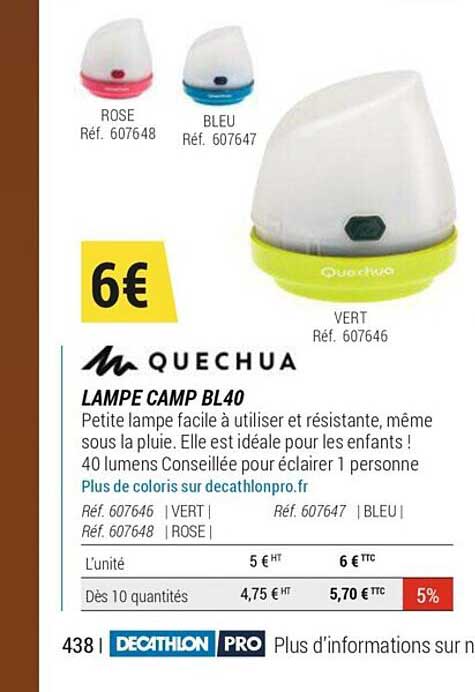 lampe camp bl40 quechua