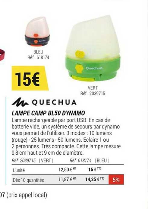 lampe camp bl50 dynamo quechua