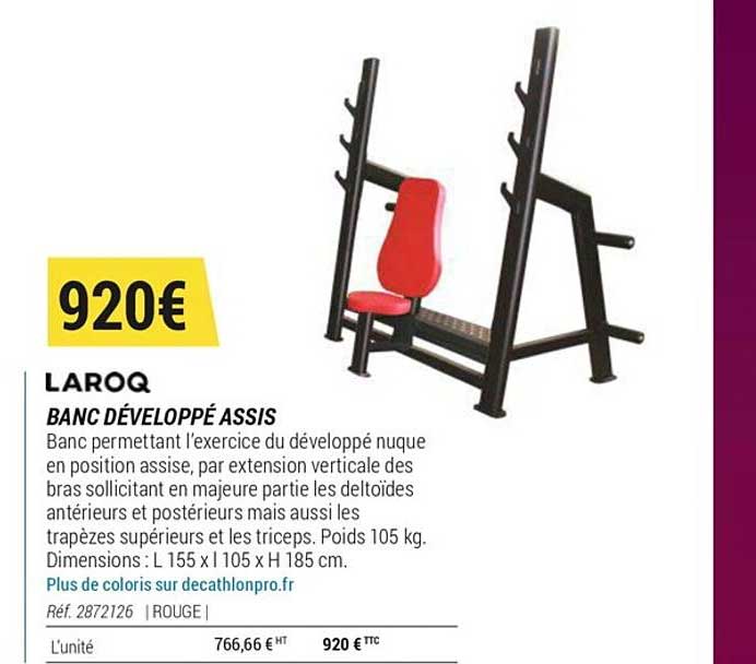 laroq banc développé assis