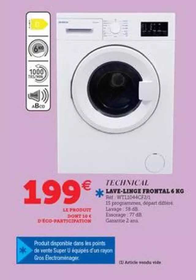 lave-linge frontal 6 kg technical